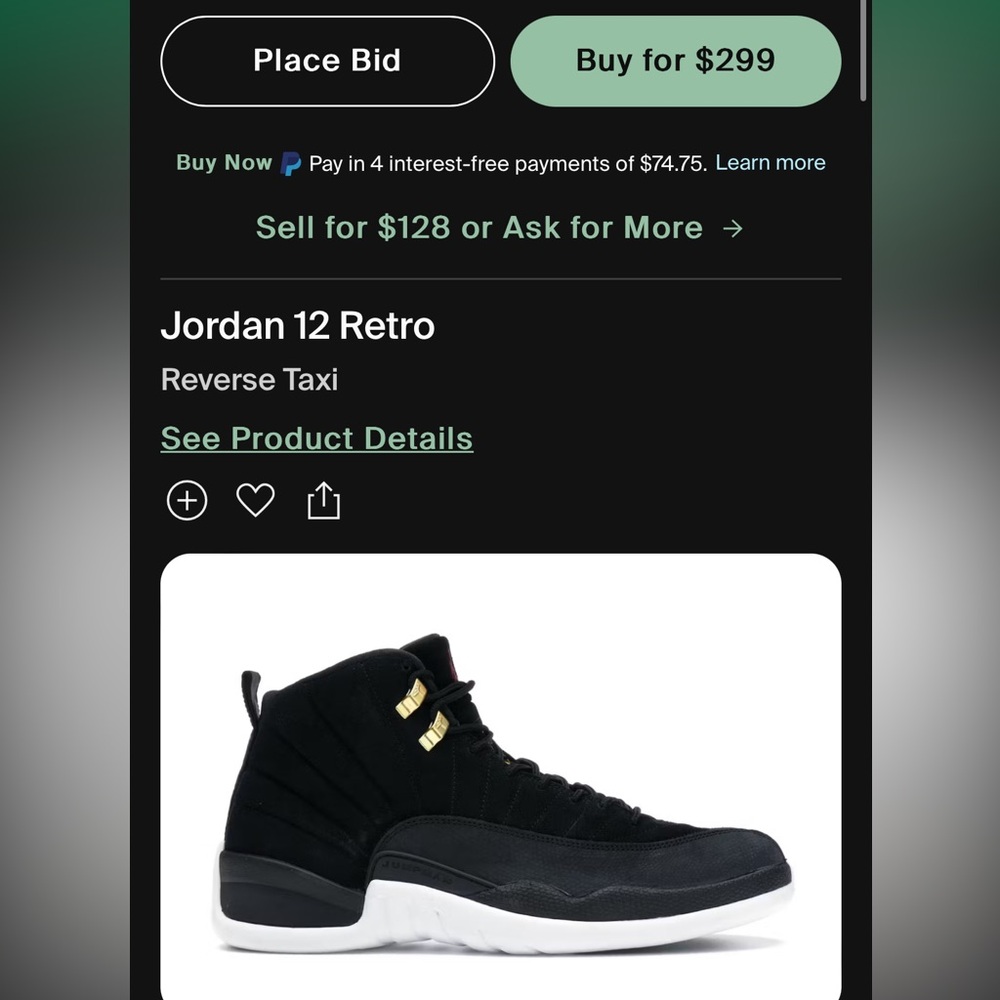 Men’s Jordan Retro 12s Reverse Taxis Size 9